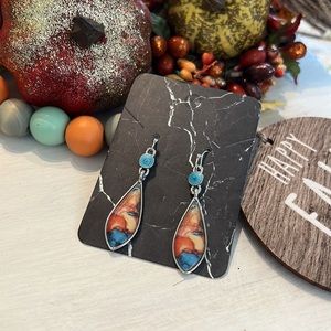.925 Silver Plated BOHO Natural Turquoise Gemstone Earring